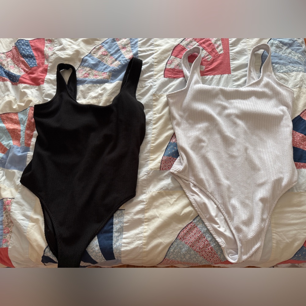 PINK Victoria's Secret Black and White One Piece Swimsuits